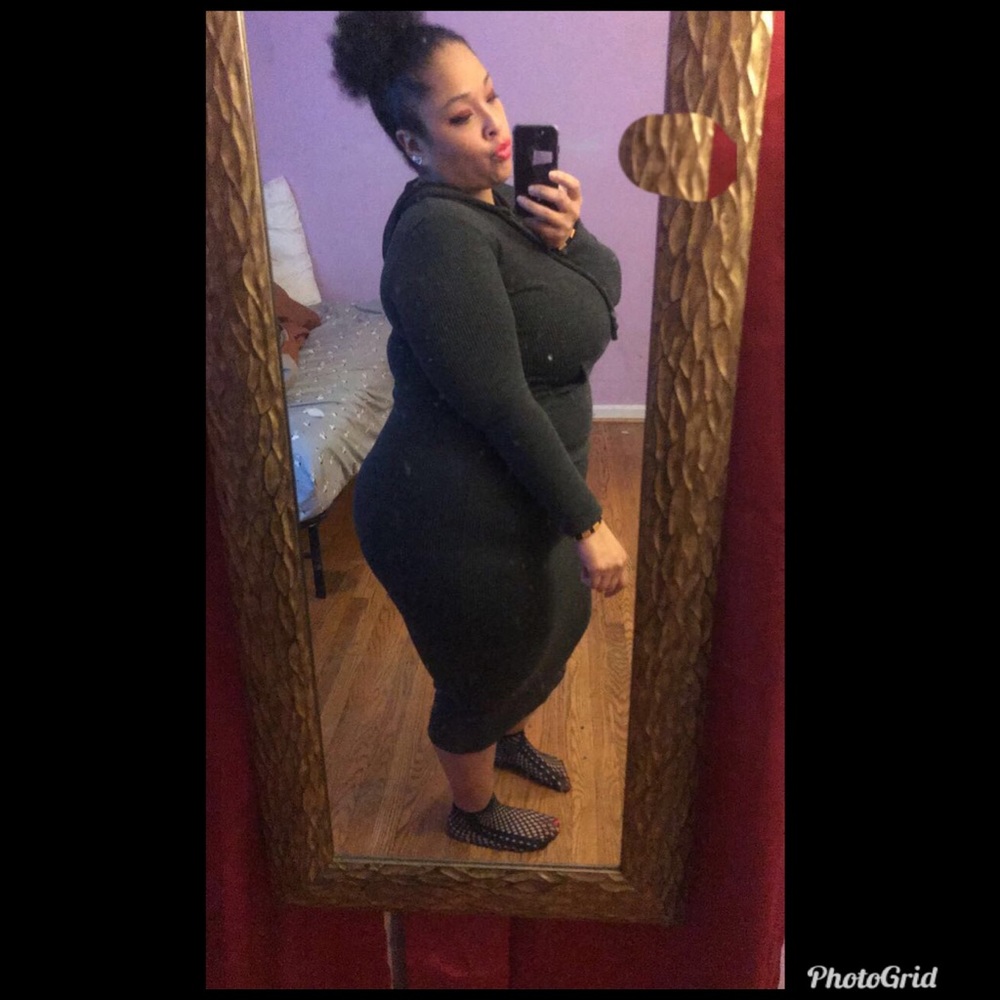 Gray hoodie long sleeve dress